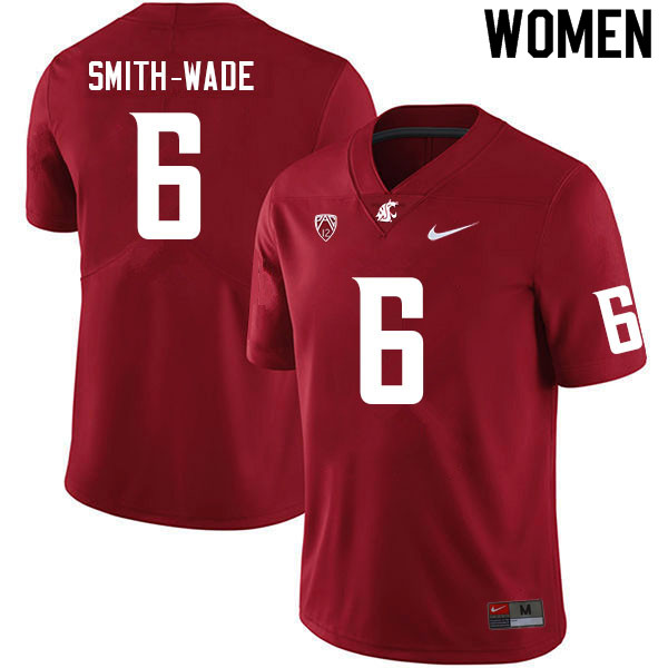 Women #6 Chau Smith-Wade Washington State Cougars College Football Jerseys Sale-Crimson